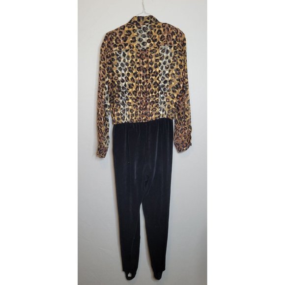 PG Collections Jumpsuit Animal Print Size Med Ginger Bort 1 Piece Stirrup Pants - Picture 12 of 12